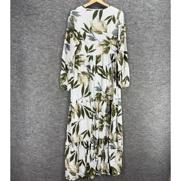 Bagiza Dress Women M Medium White Floral Maxi Long V-Neck Tasseled Long Sleeve - Picture 2 of 6